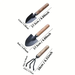 Zahradní mini náčiní - Sada 3 kusů - Lopatička, rýček, hrabičky - Image 2